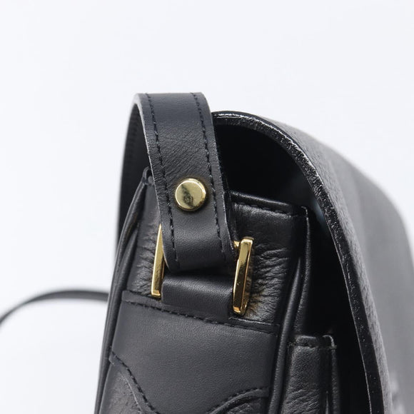 Burberrys Shoulder Bag Leather Black Gold Auth ep16288A