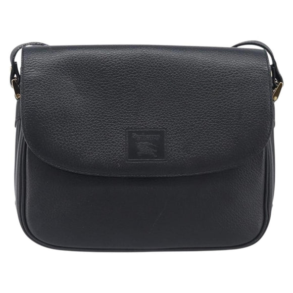 Burberrys Shoulder Bag Leather Black Gold Auth ep16288A