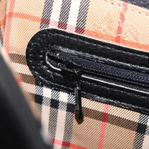 Burberrys Shoulder Bag Leather Black Gold Auth ep16288A