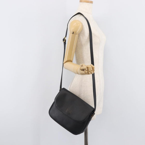 Burberrys Shoulder Bag Leather Black Gold Auth ep16288A