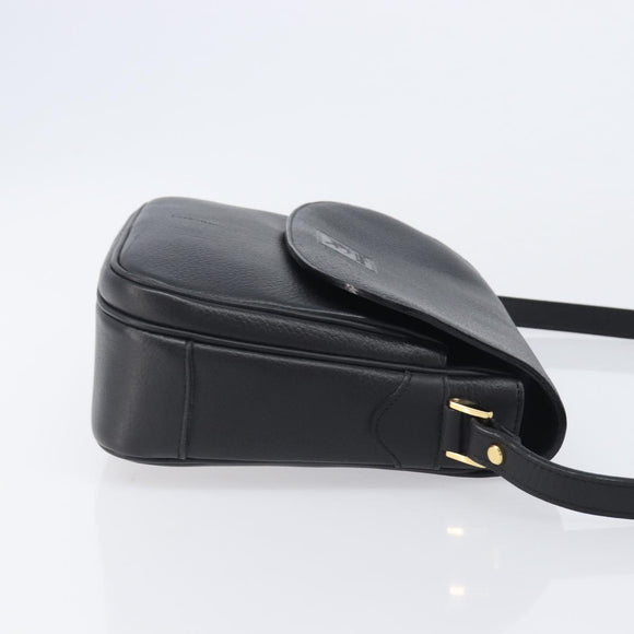 Burberrys Shoulder Bag Leather Black Gold Auth ep16288A