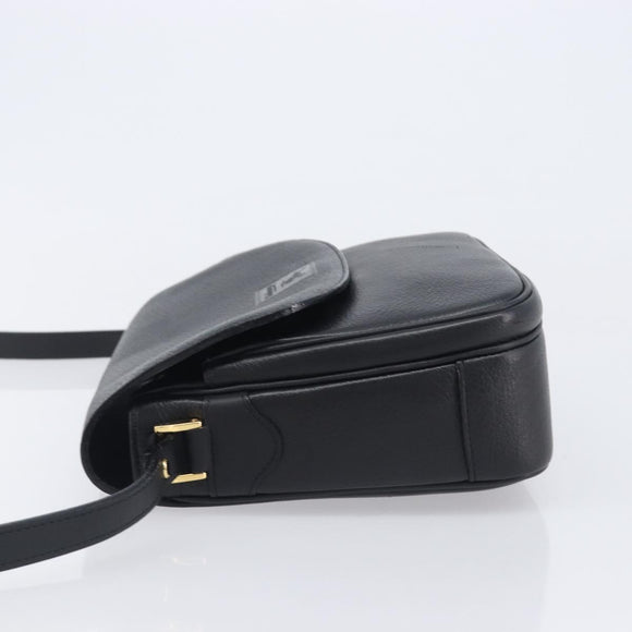 Burberrys Shoulder Bag Leather Black Gold Auth ep16288A