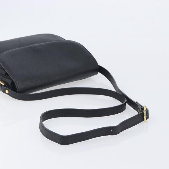 Burberrys Shoulder Bag Leather Black Gold Auth ep16288A