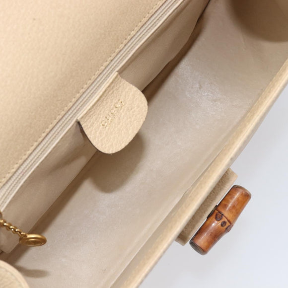 GUCCI Bamboo Shoulder Bag Leather Beige Gold 001 113 1529 Auth ep16289