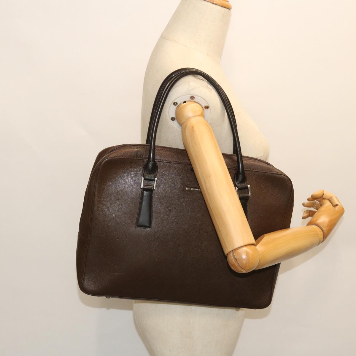 BURBERRY Hand Bag Leather Brown Auth ep1629