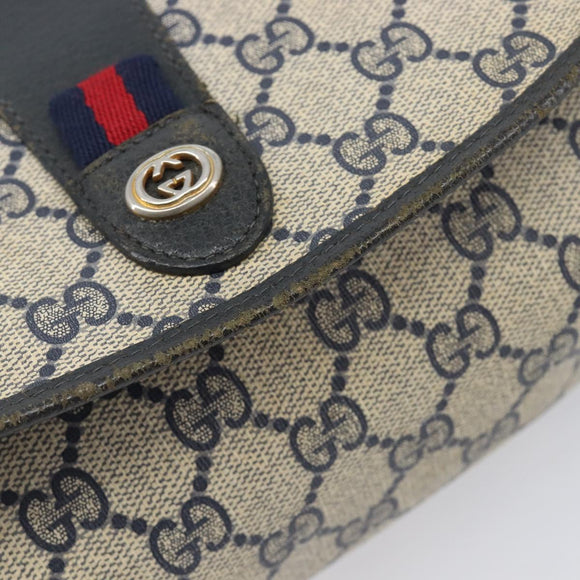 GUCCI GG Supreme Sherry Line Clutch Bag PVC Navy Gold 89 01 030 Auth ep16293