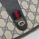 GUCCI GG Supreme Sherry Line Clutch Bag PVC Navy Gold 89 01 030 Auth ep16293-14