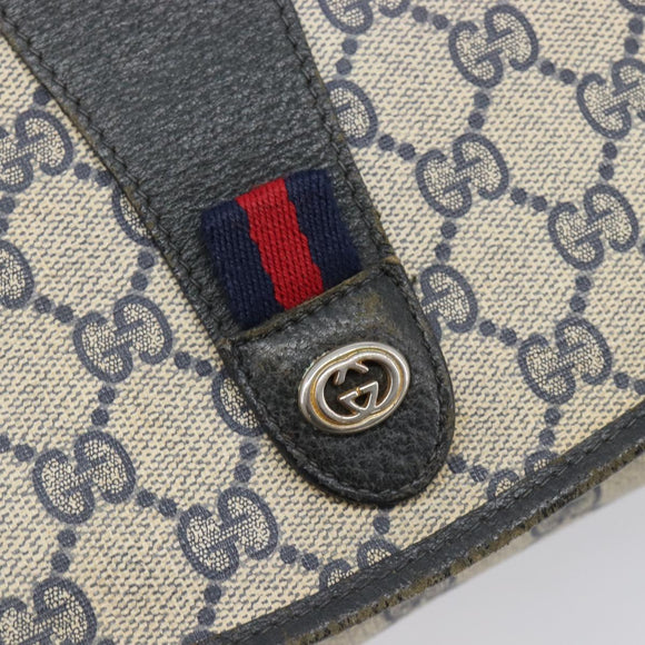 GUCCI GG Supreme Sherry Line Clutch Bag PVC Navy Gold 89 01 030 Auth ep16293
