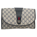 GUCCI GG Supreme Sherry Line Clutch Bag PVC Navy Gold 89 01 030 Auth ep16293-2