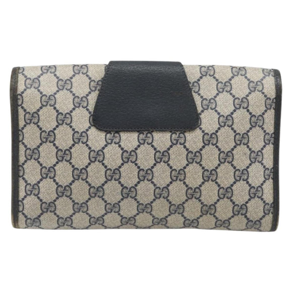 GUCCI GG Supreme Sherry Line Clutch Bag PVC Navy Gold 89 01 030 Auth ep16293
