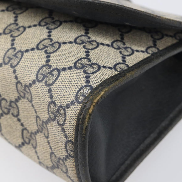 GUCCI GG Supreme Sherry Line Clutch Bag PVC Navy Gold 89 01 030 Auth ep16293