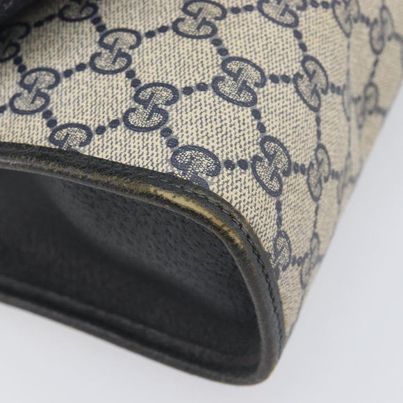 GUCCI GG Supreme Sherry Line Clutch Bag PVC Navy Gold 89 01 030 Auth ep16293