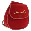 GUCCI Horsebit Shoulder Bag Suede Red Gold 003 2113 0034 Auth ep16294A-1