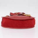 GUCCI Horsebit Shoulder Bag Suede Red Gold 003 2113 0034 Auth ep16294A-11