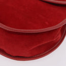 GUCCI Horsebit Shoulder Bag Suede Red Gold 003 2113 0034 Auth ep16294A-15