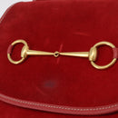 GUCCI Horsebit Shoulder Bag Suede Red Gold 003 2113 0034 Auth ep16294A-16