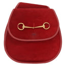 GUCCI Horsebit Shoulder Bag Suede Red Gold 003 2113 0034 Auth ep16294A-2