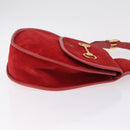GUCCI Horsebit Shoulder Bag Suede Red Gold 003 2113 0034 Auth ep16294A-4