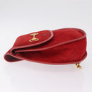 GUCCI Horsebit Shoulder Bag Suede Red Gold 003 2113 0034 Auth ep16294A-5