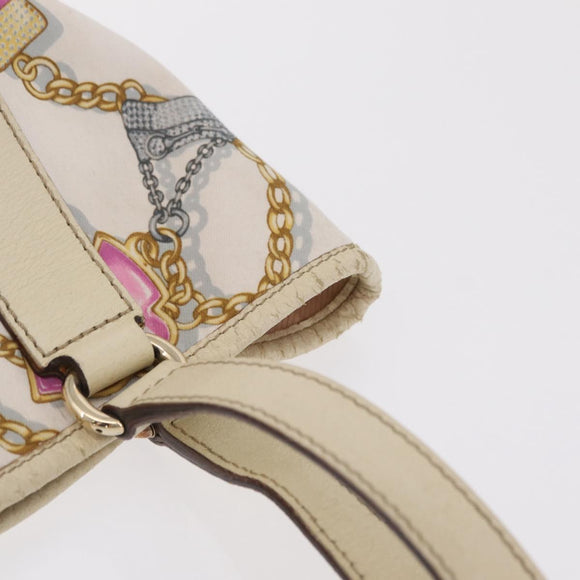 GUCCI Tote Bag Satin White Gold 153361 Auth ep16297