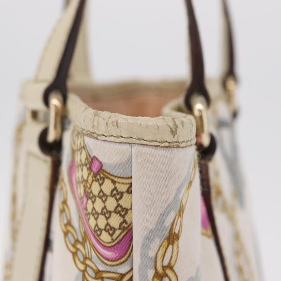 GUCCI Tote Bag Satin White Gold 153361 Auth ep16297
