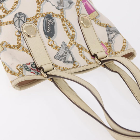 GUCCI Tote Bag Satin White Gold 153361 Auth ep16297