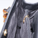 GUCCI Bamboo Hand Bag Leather Suede Black Gold 002 1186 0260 Auth ep16298-21