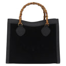 GUCCI Bamboo Hand Bag Leather Suede Black Gold 002 1186 0260 Auth ep16298-13
