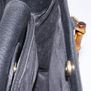 GUCCI Bamboo Hand Bag Leather Suede Black Gold 002 1186 0260 Auth ep16298-22
