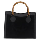 GUCCI Bamboo Hand Bag Leather Suede Black Gold 002 1186 0260 Auth ep16298-2