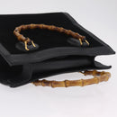 GUCCI Bamboo Hand Bag Leather Suede Black Gold 002 1186 0260 Auth ep16298-6