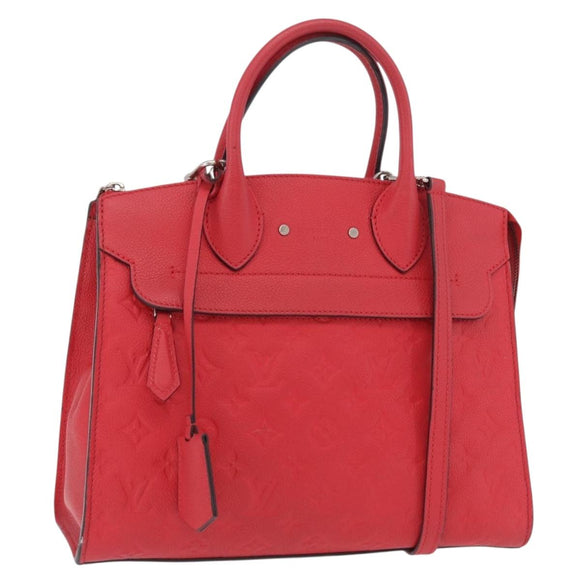 LOUIS VUITTON Monogram Empreinte Pont Neuf MM Bag Red M42711 LV Auth ep16300A