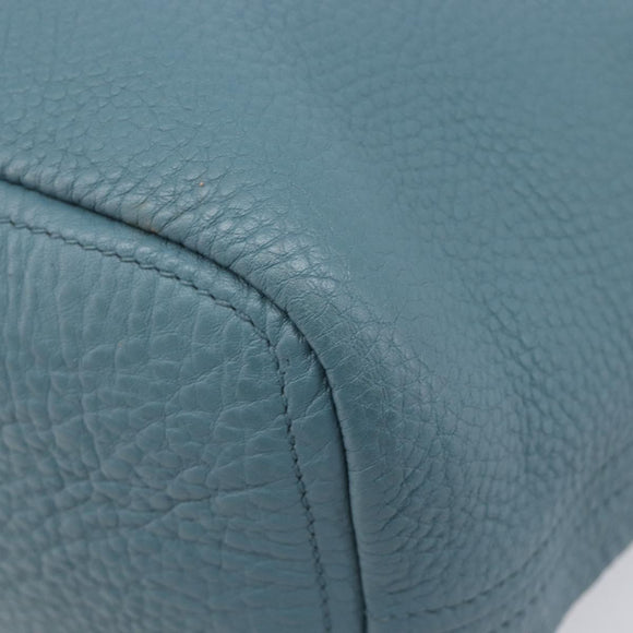 PRADA Tote Bag Leather Light Blue Gold Auth ep16303
