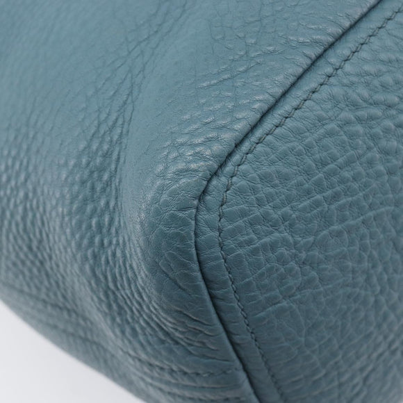 PRADA Tote Bag Leather Light Blue Gold Auth ep16303