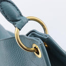PRADA Tote Bag Leather Light Blue Gold Auth ep16303-20
