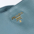 PRADA Tote Bag Leather Light Blue Gold Auth ep16303-21