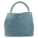 PRADA Tote Bag Leather Light Blue Gold Auth ep16303-13