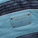 PRADA Tote Bag Leather Light Blue Gold Auth ep16303-22