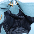 PRADA Tote Bag Leather Light Blue Gold Auth ep16303-23