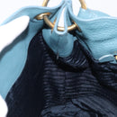PRADA Tote Bag Leather Light Blue Gold Auth ep16303-24
