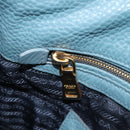 PRADA Tote Bag Leather Light Blue Gold Auth ep16303-25