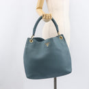 PRADA Tote Bag Leather Light Blue Gold Auth ep16303-28