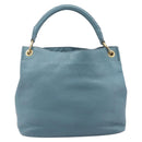 PRADA Tote Bag Leather Light Blue Gold Auth ep16303-2