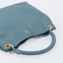 PRADA Tote Bag Leather Light Blue Gold Auth ep16303-14