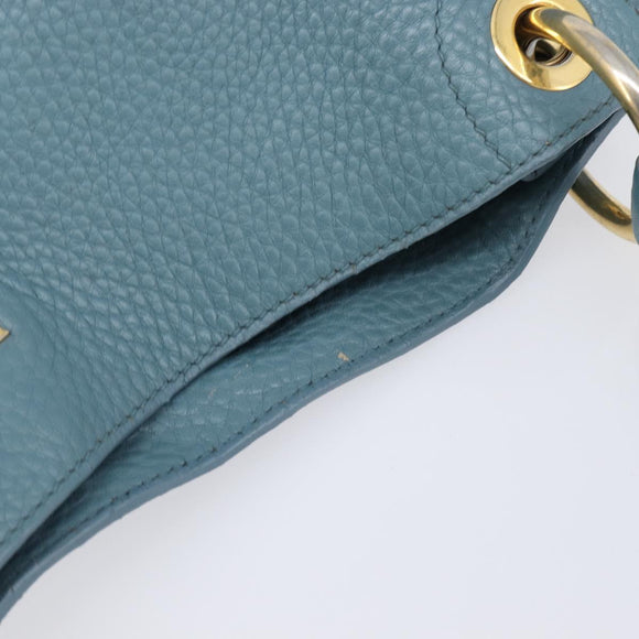 PRADA Tote Bag Leather Light Blue Gold Auth ep16303