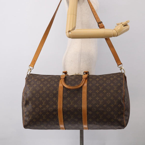 LOUIS VUITTON Monogram Keepall Bandouliere 55 Boston Bag M41414 LV Auth ep16307A
