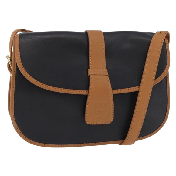 CELINE Shoulder Bag Leather Black Gold Auth ep16319A