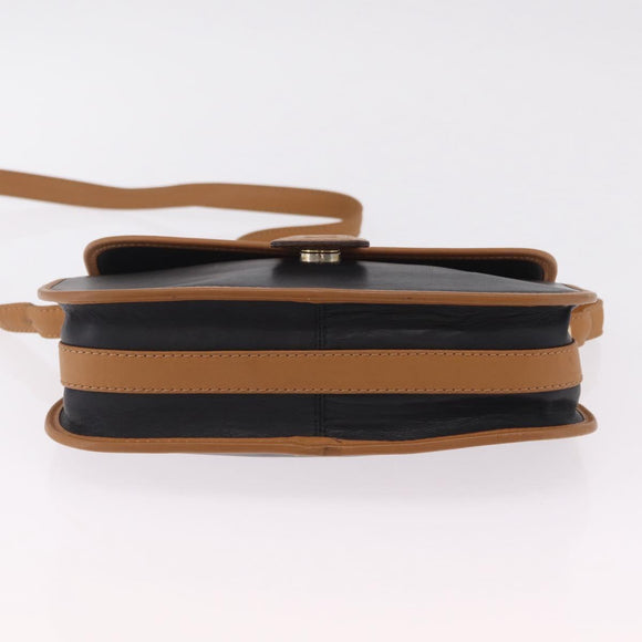 CELINE Shoulder Bag Leather Black Gold Auth ep16319A