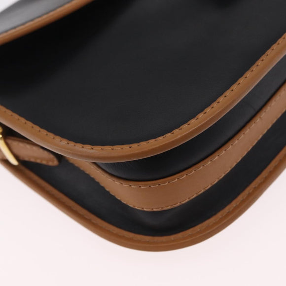 CELINE Shoulder Bag Leather Black Gold Auth ep16319A