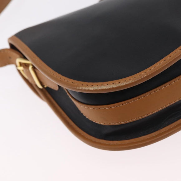 CELINE Shoulder Bag Leather Black Gold Auth ep16319A
